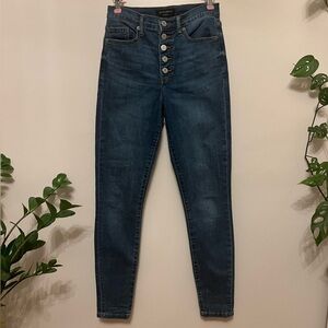 Banana republic button dark wash high rise skinny jeans
